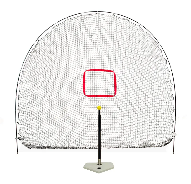 Batting tees, tossers, and nets